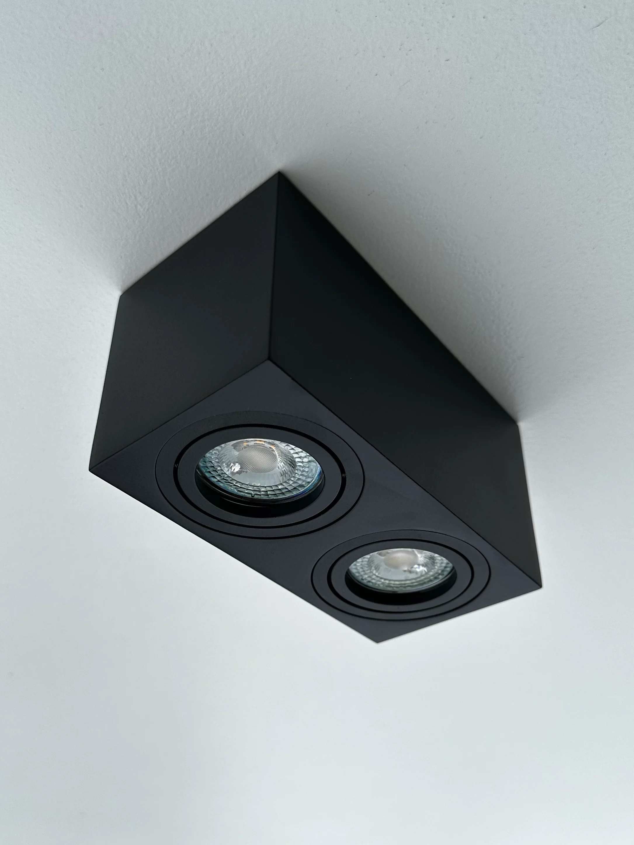 Faretto soffitto orientabile quadrato doppio - Nero