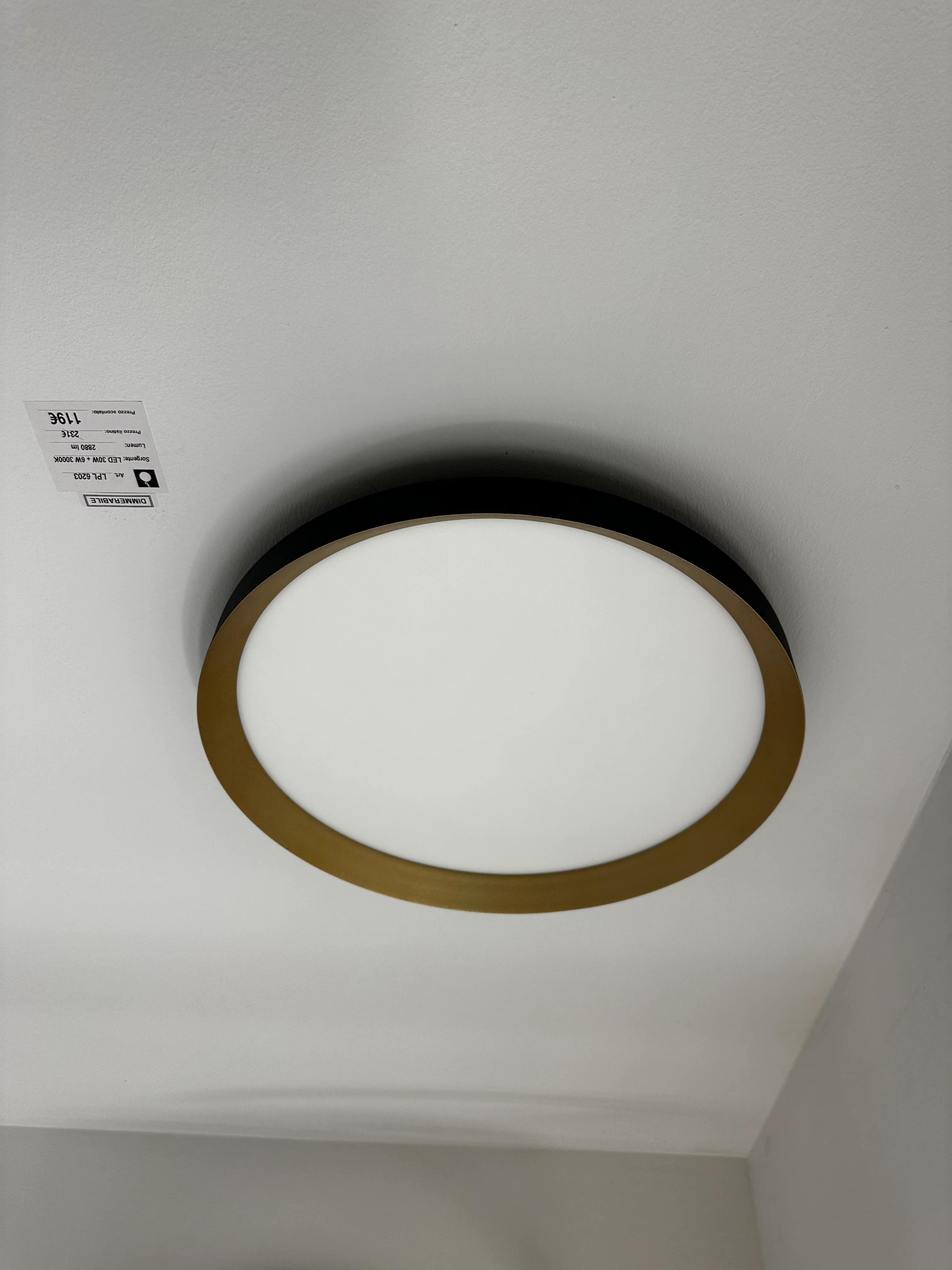 Plafoniera Slim - Nero e oro
